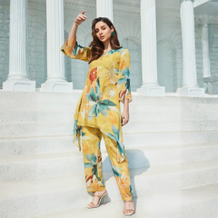 Milano Yellow Floral Print Palazzo Set